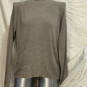 Valerie Stevens Tan Ribbed Turtleneck Sweater Size L 100% Silk